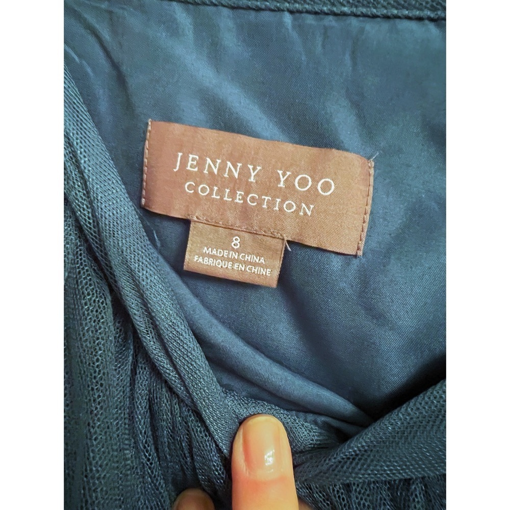 Jenny Yoo Collection Tull Layered Dark Teal Blue Midi Maxi Long Skirt Size 8 - Picture 3 of 4